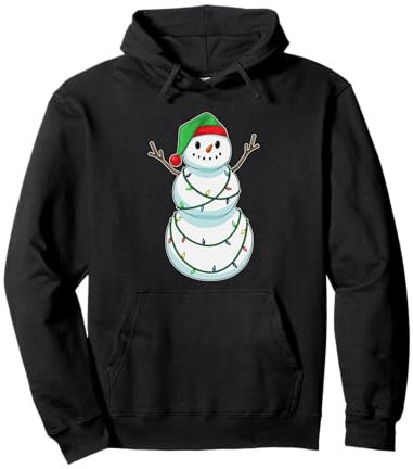 Schneemann Weihnachten Lichterkette Pullover Hoodie