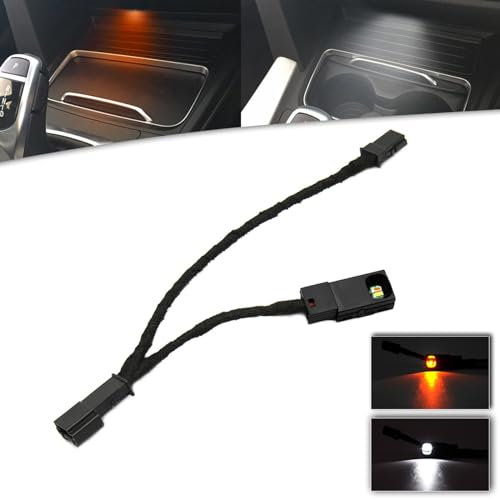 njssjd 1 Stück zusätzliche LED-Getränkehalter Ambientebeleuchtung für 2016-2019 B.MW 3' F30 F31 M3 F80, 2017-2020 B.MW 4' F32 F33 F82 F83 Mittelkonsole Getränkehalter Hellorange/Weiß