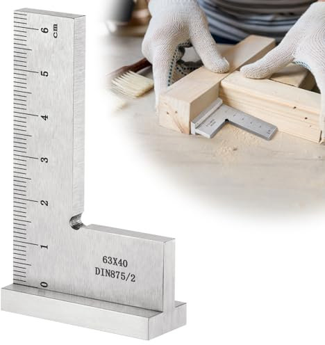 Fentar Schlosserwinkel, Präzise 90° Anschlagwinkel aus Massivem Kohlenstoffstahl, Klein Zimmermannswinkel, Schlosserwinkel mit Anschla, DIN875 Präzisionswinkel für Holzbearbeitung Modellbau (63x40mm)