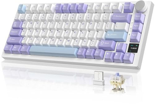 Attack Shark ajazz AK820 Pro Teclado mecánico inalámbrico para juegos, pantalla TFT y perilla intercambiable en caliente, Bluetooth 5.1/2.4G hz/tipo C, montado en junta RGB retroiluminada, teclado