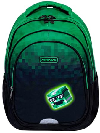 ASTRA BAG AB300 PIXEL HERO Schulrucksack mit drei Fächern für Gaming-Fans