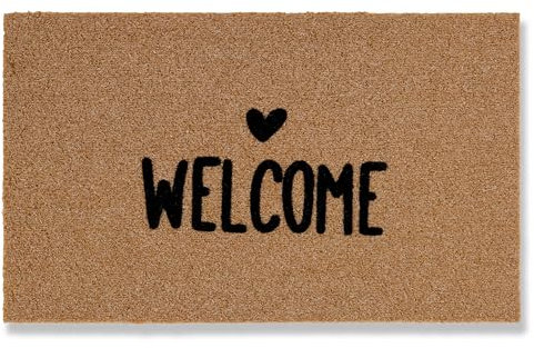 Astra Fussmatte aussen rutschfest - Schmutzfangmatte wetterfest - Outdoor Türmatte für Eingangsbereich - Schmutzabweisende Fußmatte Welcome 45x75 cm Natur