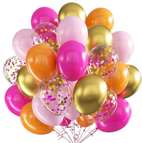 Ballons Orange Rose rouge Set, Ballons Anniversaire, 60 Pièces 12 pouces Ballons de Baudruche, Orange Rose rouge Latex Ballons Helium Ballons Party Ballons Pour Mariage Anniversaire Fête Baby Shower