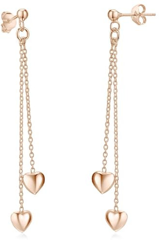 MATERIA Pendel Ohrstecker Herz rosegold - 925 Silber Ohrringe Damen lang SO-248-Rose