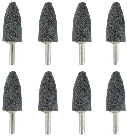 HUAREW 20 mm Cone Shape Grinding Stone，1/4 Shank Aluminum Oxide Mounted Grinding Stones, Aluminum Oxide Grinding Point for for Grinding, Polishing，Deburring Ferrous Metals(8 Pcs)