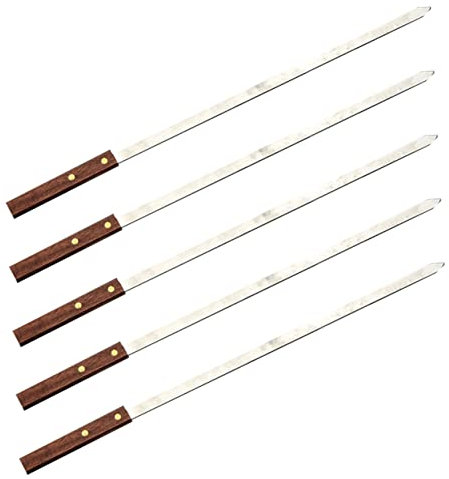 5 Pz barra barbecue in acciaio inossidabile arrosticini bastoncini di spiedini alla griglia Shish kabob spiedini di carne piatti da barbecue in acciaio inossidabile Milisten