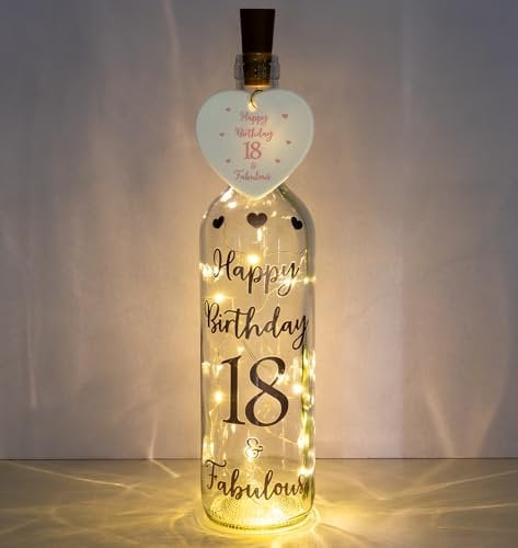 18th Birthday Gifts for Girls, 2007 Happy 18th Light up Bottle Birthday Gifts, 18 Year Old Girl Funny Turning 18 Milestone Ceramic Keepsake for Daughter, Granddaughter, Niece, Friend