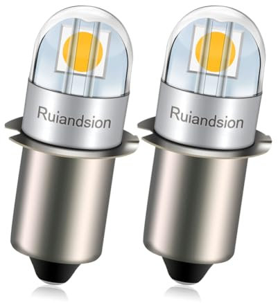 Ruiandsion P13.5S LED Bulb 3V Non Polarity 3030 2SMD Chip 360° Lighting Warm White 200LM LED Bulb Replacement for Headlamps Flashlights Torch Light Pack of 2