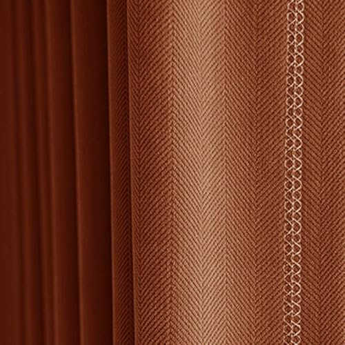 Aotiwe Küchengardinen Modern, Gardinen Wohnzimmer Vintage Einfarbig Orange Vorhang Boho Vintage Chenille 2er Set 137 x 160cm
