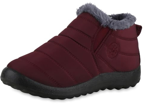 VAN HILL Damen Stiefeletten Winter Boots Warm Gefüttert Gesteppt Prints