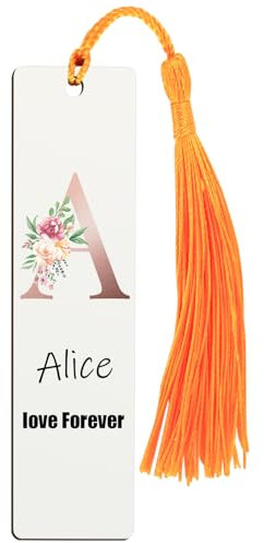 Lesezeichen - Personalisiertes Lesezeichen mit Initialen Name - für Erwachsene & Kinder - Buchzeichen aus Mitteldichte Faserplatte mit Quaste