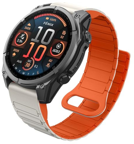 MYSNBKN 22mm Quick Fit Silikon Magnetarmband für Fenix 8 47mm/Fenix 7/Fenix 7 Pro/Fenix 6/Fenix 6 Pro/Fenix 5/Fenix 5 Plus/Fenix EPIX, Uhrenarmband für Forerunner 935/945/955/965/Approach S60/S62