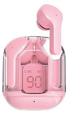 TRIAD SPARK Auriculares Pantalla Led, Auriculares Inalambricos Bluetooth Rosas, Compatibles con iPhone, Estuche Transparente y Pantalla LED, 40 h Batería, IPX4, Cancelación Activa de Ruido