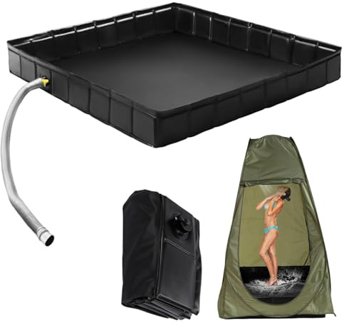 HoveeLuty Tragbare Duschbasis, 41 x 41 x 5 Zoll, tragbare Duschwanne mit Abflussrohr und Klemme, Faltbare PVC-Basis für Camping, Reisen, Outdoor