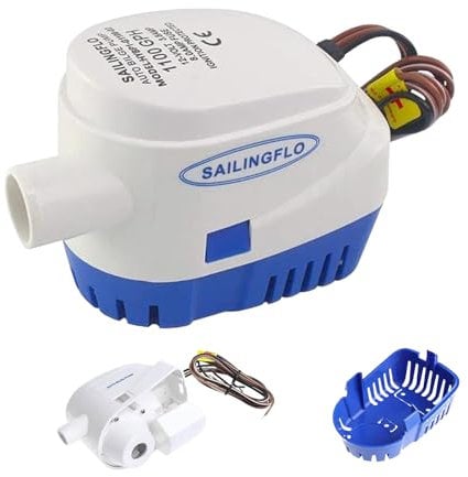 12V Boat Bilge Pump Automatic Bilge Pump, Silent 1100GPH, with Built-in Float Switch, Diving Boat Accessory
