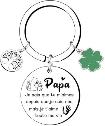 KJKJKJ Cadeau Papa,Cadeau de fête des pères,Cadeau de Papa Porte clés Papa Meilleur Papa Cadeau Papa,Cadeaux Papa Porte clés,Papa Cadeaux d'anniversaire Cadeau Baptême Cadeau Noel Papa (1-1)