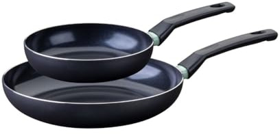 Fackelmann 9429450 Pfannen-Set, 2-teilig, Antihaftbeschichtung, Keramikbeschichtung, 20 und 28 cm, PFAS-frei, Pfanne ohne PFAS, Aluminiumpfanne, Allherdpfanne, Induktion, Aluminium, Schwarz, Grün, 20