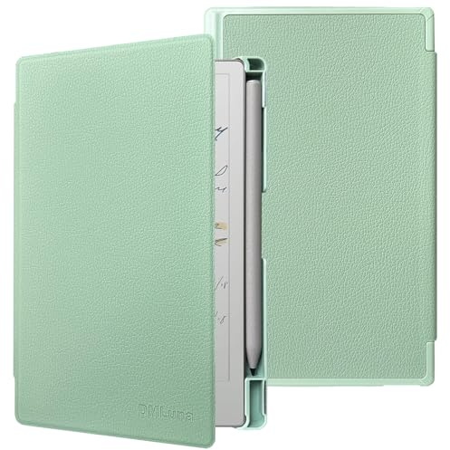DMLuna Case for 7.3 Remarkable Paper Pro Move 2025, Slim Hardshell PU Leather Protective Cover Case, Built-in Pen Holder, Auto Sleep Wake,Agave Green