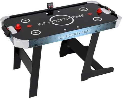 GOPLUS Mesa de Hockey de Aire, Hockey de Mesa Plegable con Marcador Electrónico, Motor de 12V, 2 Discos y 2 Empujadores, Juego de Hockey de Pie, para Sala de Juegos, Hogar y Oficina