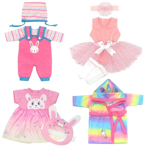 Puppenkleidung Puppenkleider Set mit Stirnband und Hut 4-Packungen für 30-36 cm Puppen (Keine Puppe)