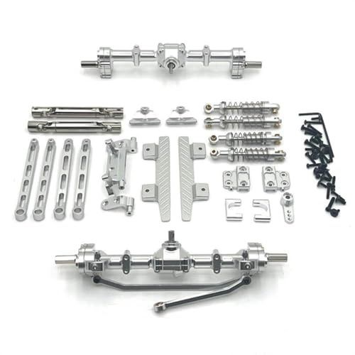 MIGHTY SCAPERS Metal Front und Rear Portal Axle Chassis Link Rod Pull Rod Mount Shock Absorbenten Side Pedal Upgrade Teile Kompatibel mit 1/12 Scale RC-Cars(Silver)