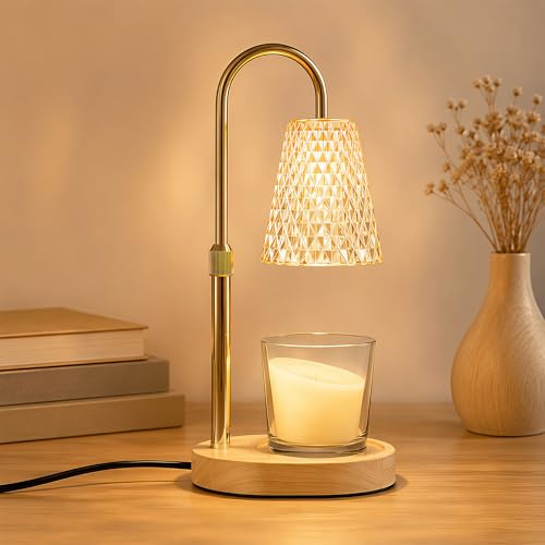 Daitore Candle Warmer Lamp with Timer Dimmable - Wax Melt Burners Electric with 2 Bulbs Height Adjustable Flameless Burner for Jar Candles, Home Decor, Birthday Gifts for Women
