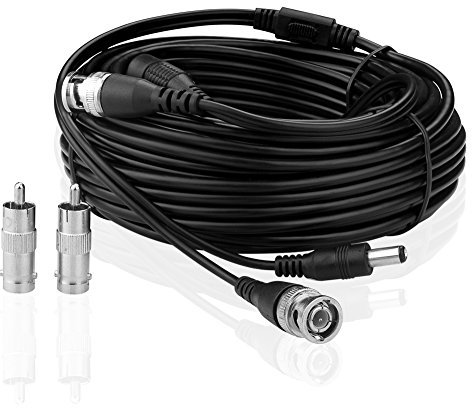 SIENOC DC Power Sicherheitskamera Kabel CCTV Video Power Wire BNC RCA Schnur DVR Schwarz (20m)