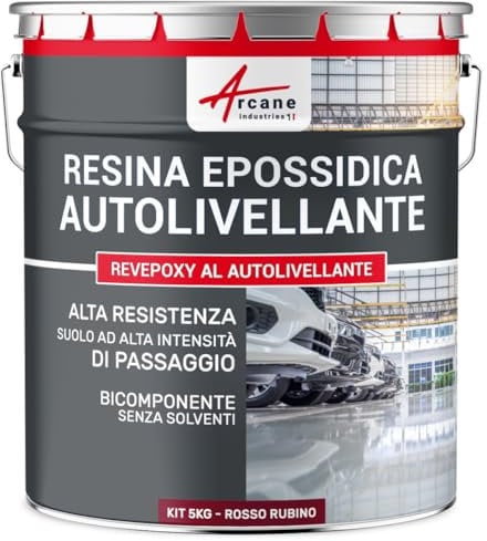Resina Epoxi para Suelos, Autonivelante - REVEPOXY AL AUTONIVELANTE - 5 kg Rojo Rubí - RAL 3003 - ARCANE INDUSTRIES