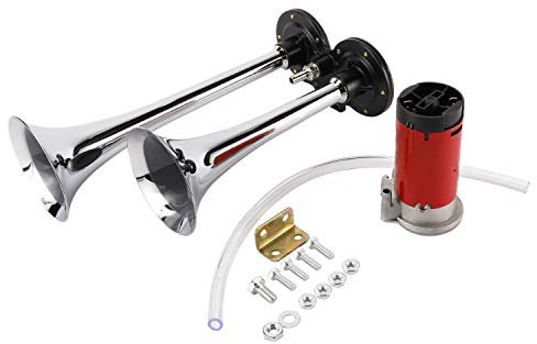 FreeTec Klaxon à air 150 dB 12 V 290 mm Klaxon à air comprimé avec compresseur pour Camion Bateau Moto Auto