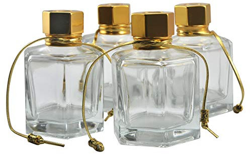 Ougual Lot de 4 120ml Bouteilles de Verre Aroma,flacons en Verre hexagonaux pour diffuseur d'huiles essentielles