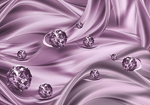 wandmotiv24 Fototapete Abstrakte violette Kugeln, M 250 x 175 cm - 5 Teile, Wanddeko, Wandbild, Wandtapete, wellen, Seide, Abstrakt M1953