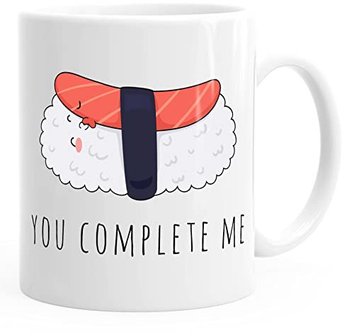MoonWorks® Kaffee-Tasse Sushi You complete me Valentinstagsgeschenk Liebe Freund Freundin weiß unisize