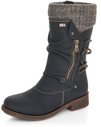 Remonte Damen Klassische Stiefel D8070, Frauen Stiefel,lose Einlage,wasserabweisend,remonteTEX,reißverschluss,Winterstiefel,schwarz Kombi (01),42 EU