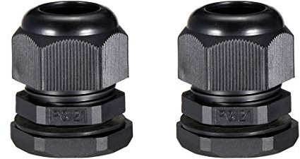 sourcing map 2Pcs PG21 Cable Gland Waterproof Plastic Joint Adjustable Locknut Black for 12mm-18mm Dia Cable Wire
