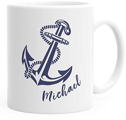 SpecialMe® personalisierte Kaffee-Tasse mit Namen Anker Namenstasse persönliche Geschenke für Männer weiß Keramik-Tasse
