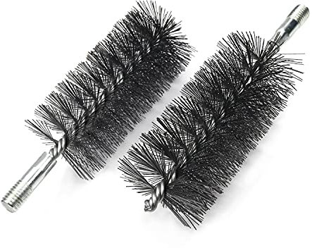 Utoolmart Steel Wire Tube Cleaning Brush, Round Chimney Cleaning Brush, M12 Threaded Interface Cleaning Brush, 55mm Diameter 160mm Length, 2pcs