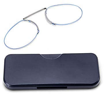 GHzzY Pince-Nez reposant Pincer des Lunettes de Lecture pour Hommes et Femmes - Lunettes de Lecture sans Bras avec étui - lecteurs Portables,Bleu,+2.50