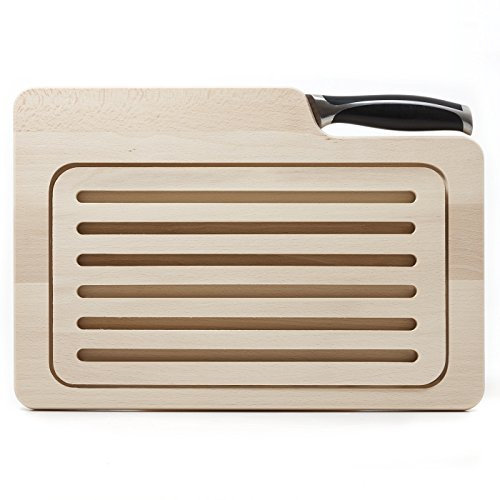 HolzFee Brotbrett mit Brotmesser 38 x 26 x 2 cm Brotschneidebrett