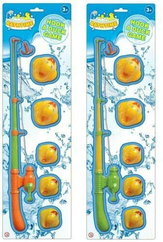 Unibos Duck Kids Hook a Duck Style Bath Toys 5pc Duck Hooking Game New