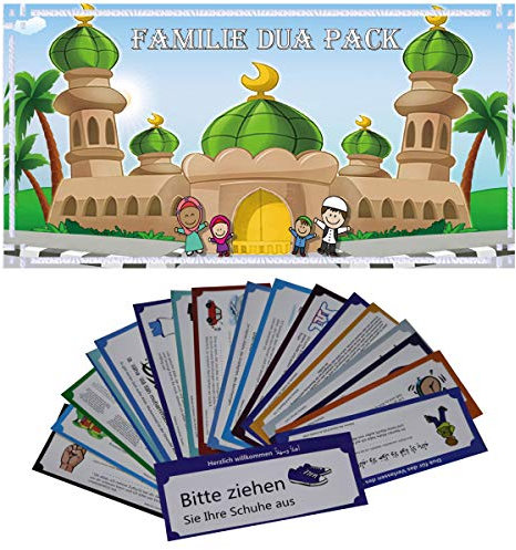 NING 19 PCS DIY Abnehmbare muslimische Familie Dua Aufkleber Aufkleber Wandbild Islamisch Arabisch Zitate Buchstaben Wandaufkleber für Schlafzimmer Home Decoration (Deutsches Design)