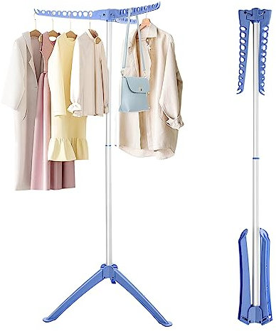 YORKING Tripod Clothes Rail Foldable Clothes Airer Portable Clothes Hanger Adjustable Drying Rack Stand for Indoor Outdoor 30 Hangers 23X23X56in