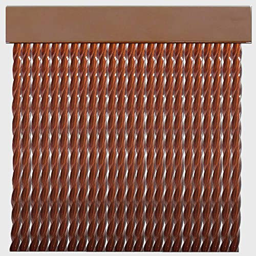 Cortinas Exterior Puerta de Cordon | Tiras Plastico PVC y Barra Aluminio | Ideal para Terraza y Porche | Antimoscas | Transparente-Marrón | 210 * 90