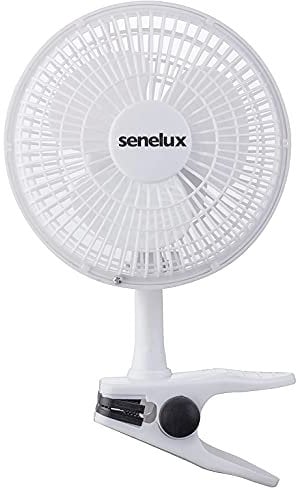 Senelux 6 inch Clip on Fan with 2 Speeds, Quiet Operation, Portable Air Cooling Fan, Ideal for Home and Office, White