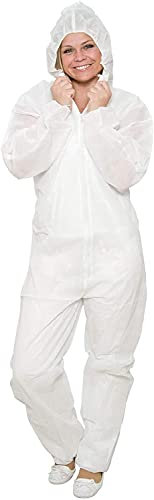 10 x Einweg Overall Weiß Gr. XXXL Premium Plus | Dicke Qualität Maleroverall Schutzanzug für leichte Malerarbeiten, Lackierarbeiten, Reinigungsarbeiten | Maleranzug Schutzkleidung Overall mit Kapuze