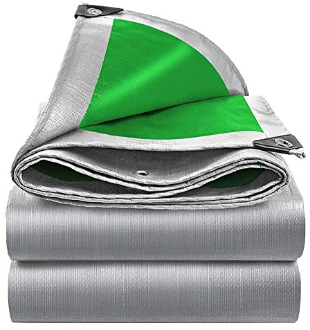 JAHQ 4 x 9m Lona de Alta Resistencia Lona Reforzada Ojales Gruesos (180g/m²) Lona de PE Lona Gris Impermeable Hoja de Cubierta Lona para Acampar al Aire Libre