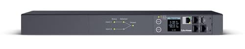 CyberPower PDU44004 Switched ATS PDU 1U, Rackmount Stromverteiler mit Dual-Input 2X IEC-320 C14 100-240 V, 12x IEC-320 C13 10 A, SNMP Netzwerkanschluss, LCD Anzeige, PowerPanel Software