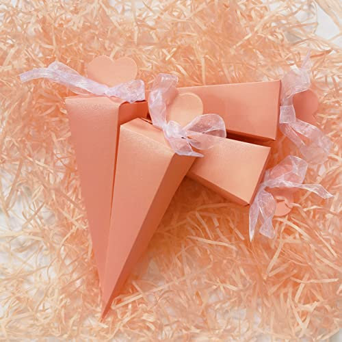 RUIYWEN 50 Scatole di Coni per Matrimoni Scatole di Caramelle per Conservare Piccoli Regali, per San Valentino, Ospiti di Nozze, Decorazioni da Tavola (Cuore, 17x4x4cm, Rosa)