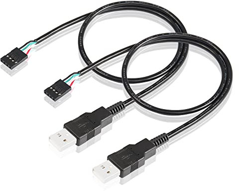 PNGKNYOCN Cable adaptador de 4 pines hembra a USB, 2 unidades USB 2.0 tipo A macho a Dupont 4 pines hembra cable de placa base (50 cm)
