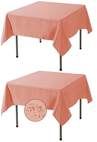 Fokitut Confezione da 2 tovaglie quadrate impermeabili, 178 x 188 cm, antimacchia e antipiega, in tessuto di poliestere, per cucina, sala da pranzo, matrimoni, feste, cene di vacanza, rosa antico