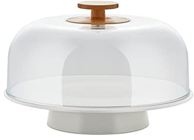 Alessi Mattina BG06 WG – Design-Ständer aus Porzellan mit PMMA-Glocke und Bambusholzknopf, Warm Grey